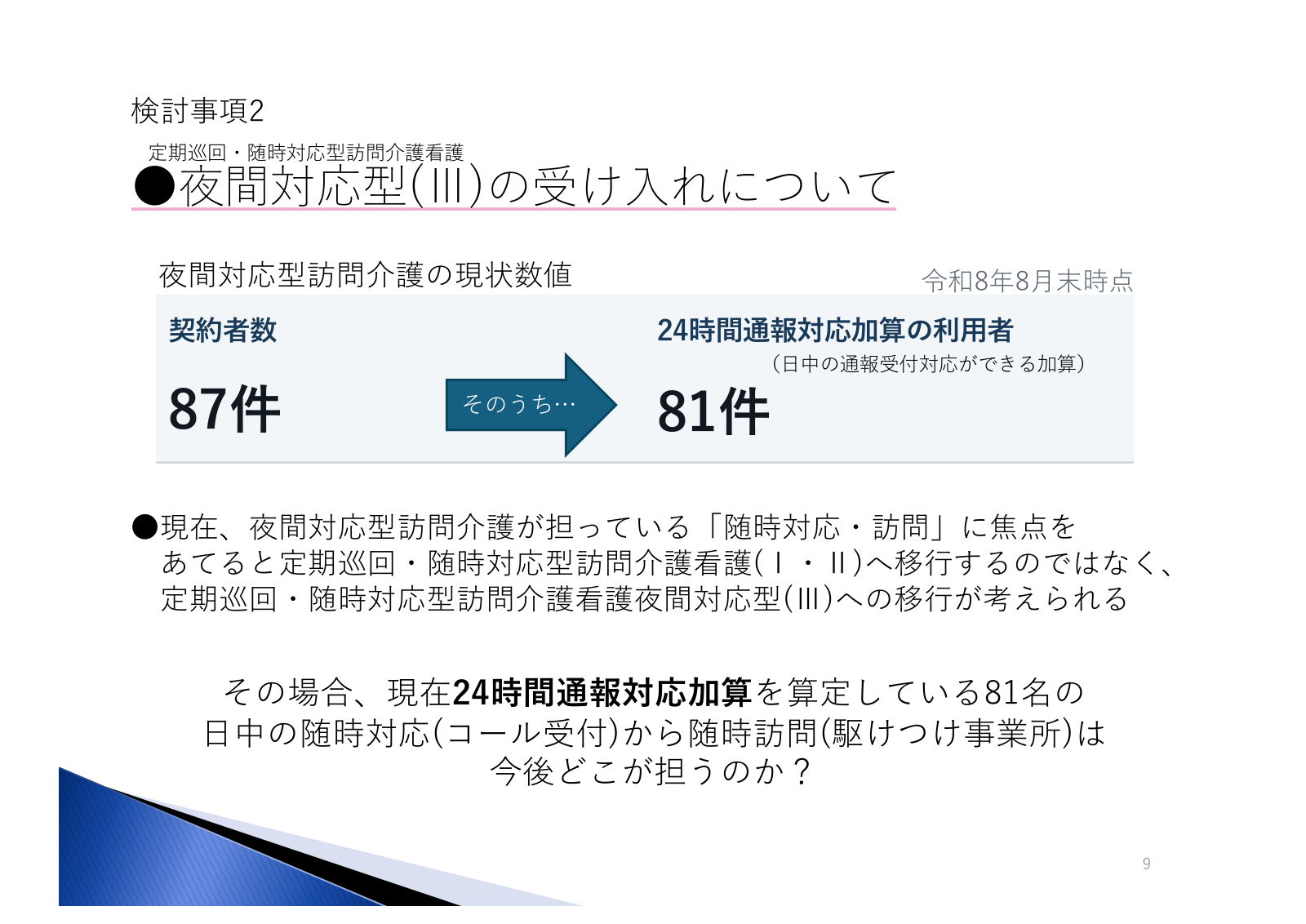 検討事項2:夜間対応型(Ⅲ)の受け入れについて